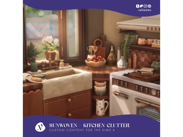 Maxis Match Sunwoven Kitchen Clutter by valiasims - The Sims 4 Custom Content
