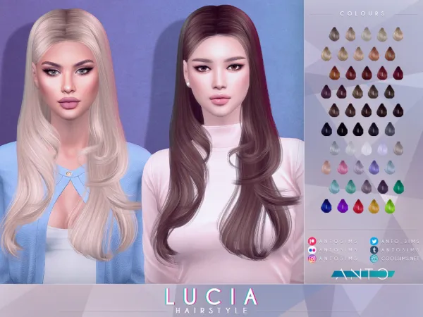 Alpha Lucia Hairstyle by Anto - The Sims 4 Custom Content