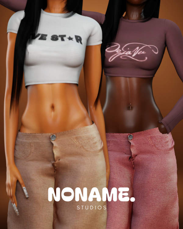 Alpha LONG SLEEVE CROP TOP by simsfinds - The Sims 4 Custom Content
