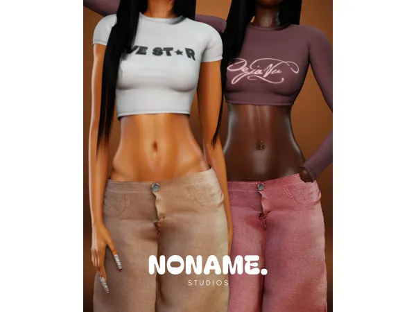 Alpha LONG SLEEVE CROP TOP by bydiv - The Sims 4 Custom Content