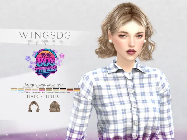 Alpha Flowing long curly hair by wingssims - The Sims 4 Custom Content