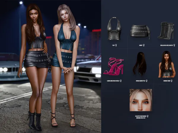 Alpha Laced Leather Lookbook 1 - The Sims 4 Custom Content