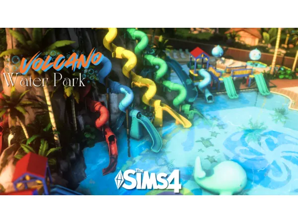 Maxis Match Volcano Water Park (NoCC) by AcSims - The Sims 4 Custom Content