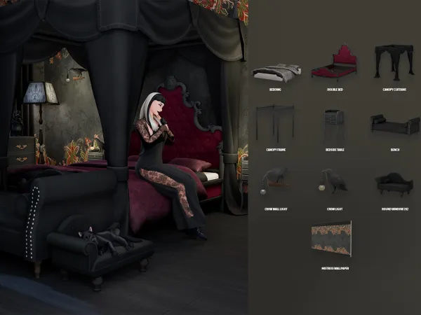 Alpha Midnight Manor Mistress Bedroom - The Sims 4 Custom Content