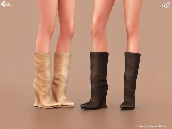 Maxis Match Wedge Heeled Boots S663 by Mermalade - The Sims 4 Custom Content