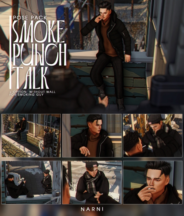 Mix [narni] Pose pack Smoke punch talk by simsfinds - The Sims 4 Custom Content