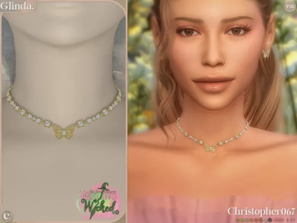 Alpha Glinda Necklace Diamond Butterfly Charm Necklace Christopher067 - The Sims 4 Custom Content