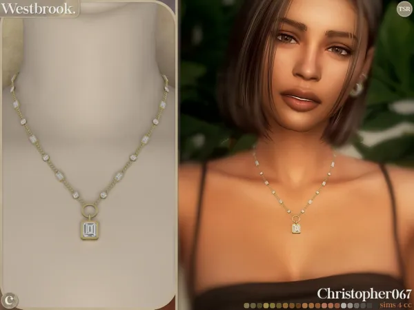 Alpha Westbrook Necklace Diamond Baguette Beaded Chain Necklace Christopher067 - The Sims 4 Custom Content