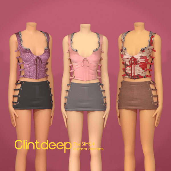Mix Clintdeep Angelina Crimson Top by clintdeep - The Sims 4 Custom Content
