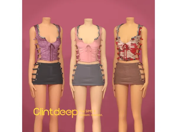 Mix Clintdeep Angelina Crimson Top - The Sims 4 Custom Content
