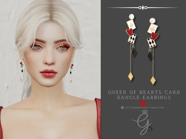 Mix Queen of Hearts Earring Set - The Sims 4 Custom Content