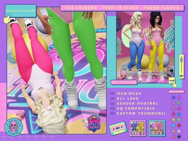 Mix 80s Things Neon Tights - The Sims 4 Custom Content