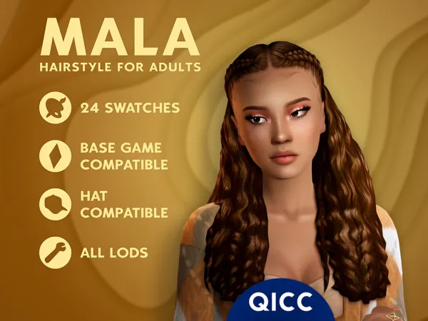 Maxis Match Mala Hair - The Sims 4 Custom Content
