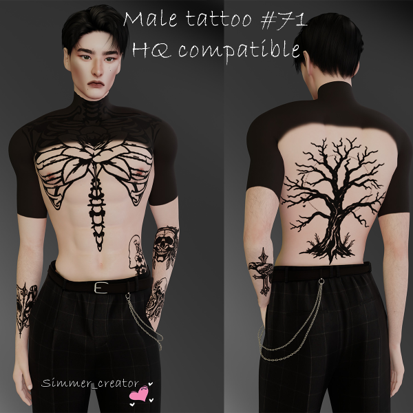 Alpha Male tattoo 71 by simmer_creator - The Sims 4 Custom Content