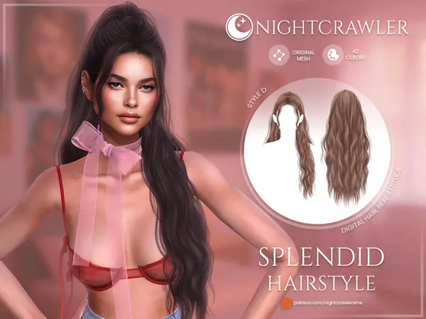 Alpha Nightcrawler Splendid Hair STYLE D by Nightcrawler_Sims - The Sims 4 Custom Content