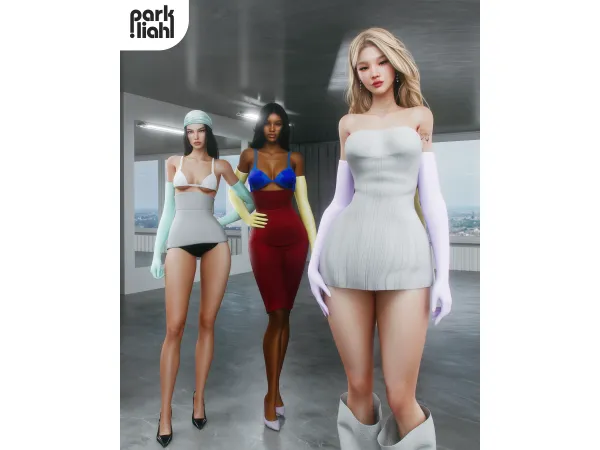 Alpha PARKLIAH FANCY DRESS Feat AKNO Stranger Creations - The Sims 4 Custom Content