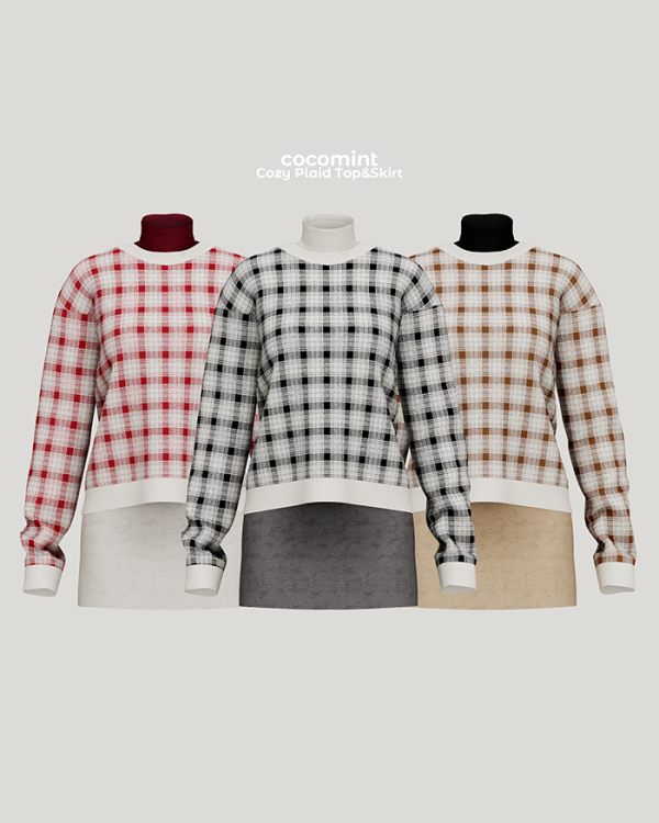Alpha [cocomint] Cozy Plaid Set by cocomint - The Sims 4 Custom Content