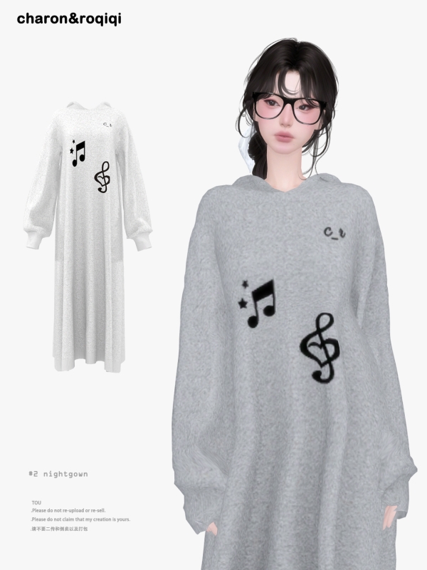 Mix [charonroqiqi]2 nightgown by roqiqi - The Sims 4 Custom Content