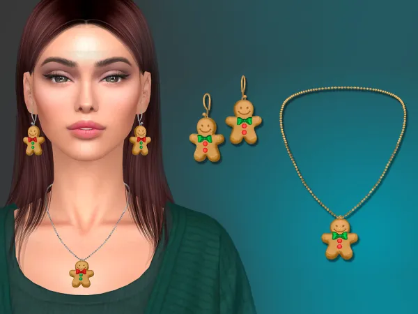 Alpha Modco Advent Calendar 1 Gingerbread jewel set - The Sims 4 Custom Content