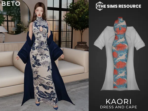 Alpha Kaori (Dress and Cape) by Beto_ae0 - The Sims 4 Custom Content