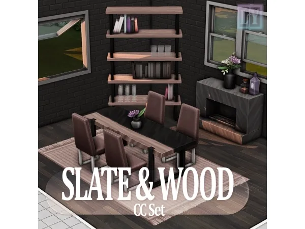 Maxis Match Slate Wood Set by LuuFORYou - The Sims 4 Custom Content