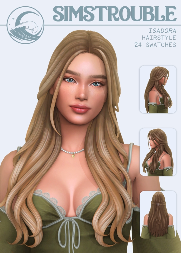 Maxis Match Isadora Hairstyle (3 Versions) by simsfinds - The Sims 4 custom content