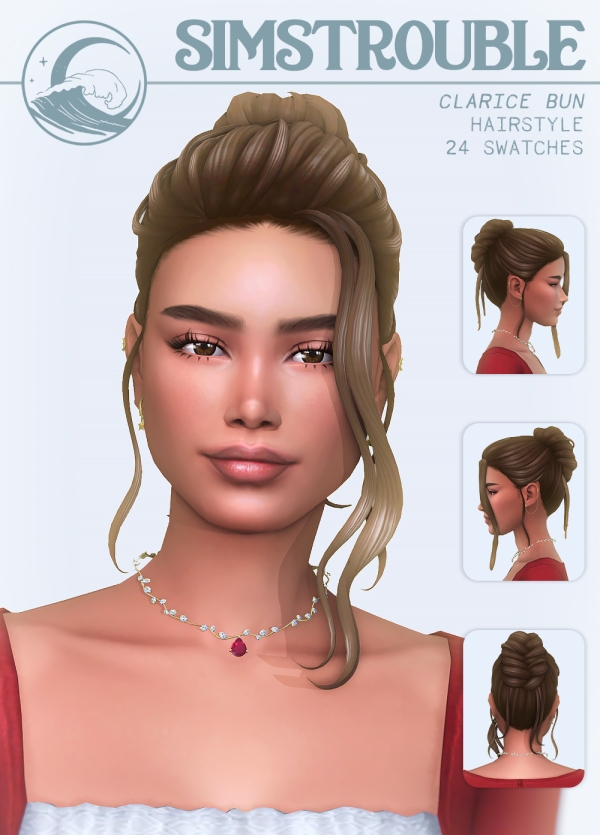 Maxis Match Clarice Hairstyle Bun (4 Versions) by simsfinds - The Sims 4 Custom Content