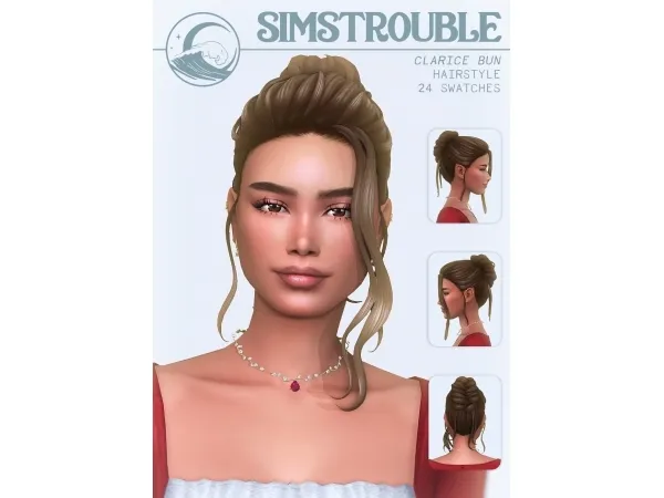 Maxis Match Clarice Hairstyle Bun (4 Versions) by simstrouble - The Sims 4 Custom Content
