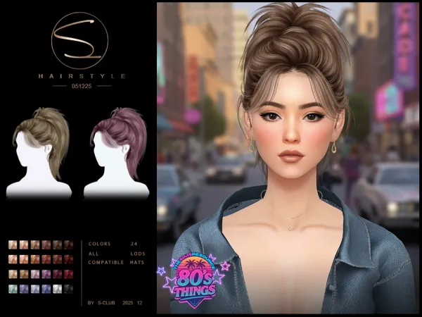 Alpha S CLUB_051225_Retro ponytail hairstyles Club by S - The Sims 4 Custom Content