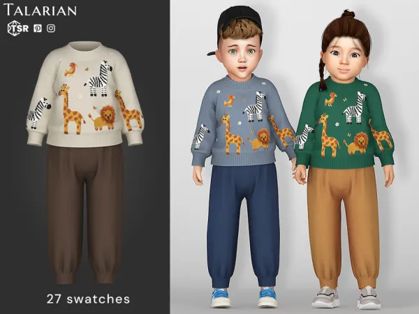 Mix Hallie Knitted animal print outfit by talarian - The Sims 4 Custom Content