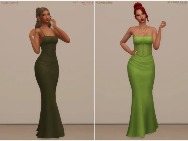 Maxis Match NYX LONG DRESS by candysims - The Sims 4 Custom Content