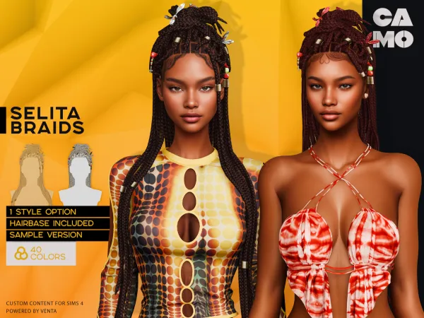 Alpha CAMO Selita Hair Sample - The Sims 4 Custom Content