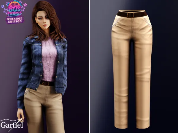 Alpha Adult Nancy High waist casual pants with belt by thesimsresource - The Sims 4 Custom Content