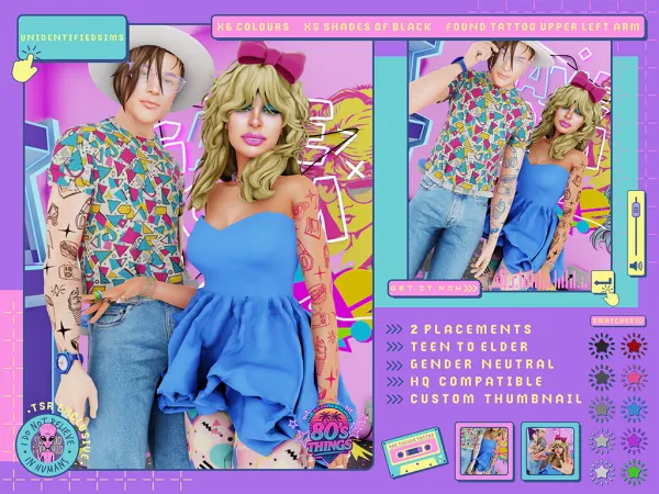 Mix 80s Things Sleeve Tattoo - The Sims 4 Custom Content