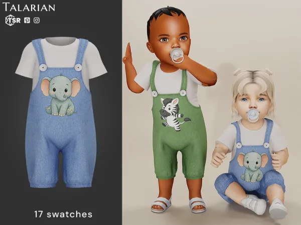 Alpha Ellie Dungarees with Animal Print by talarian - The Sims 4 Custom Content