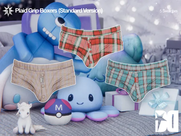 Alpha Plaid Grip Boxers (Standard Version) - The Sims 4 Custom Content