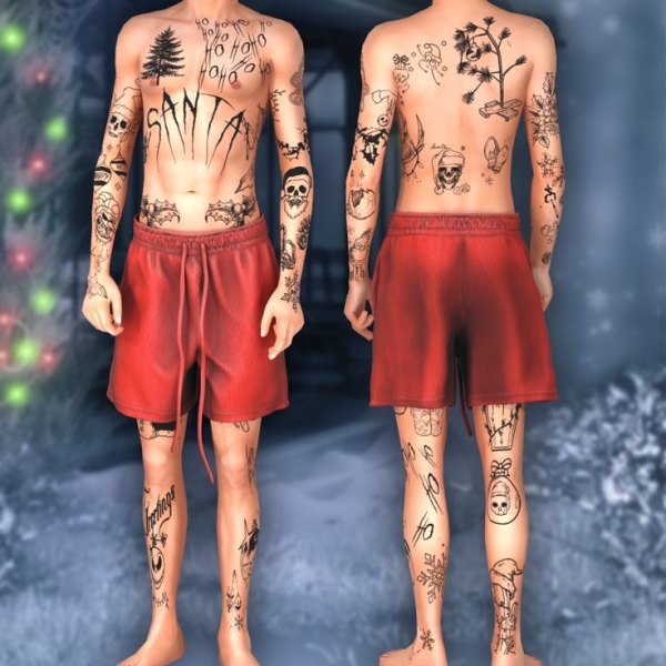 Mix Bad Santa Tattoo - The Sims 4 Custom Content