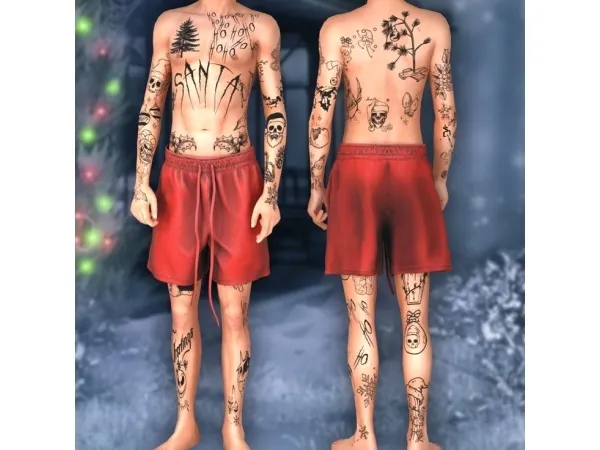 Mix Bad Santa Tattoo - The Sims 4 Custom Content