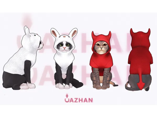 Mix [BUNNY DEVIL] cat clothes by cazhancc - The Sims 4 Custom Content