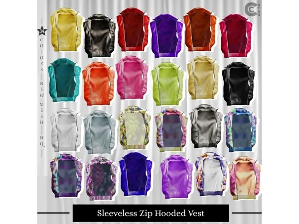 Mix Sleeveless Zip Hooded Vest cool_content_star - The Sims 4 Custom Content