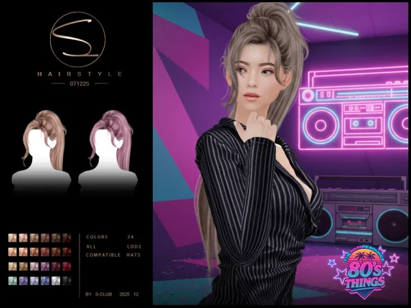 Alpha S CLUB_071225_Retro ponytail hairstyles Club by S - The Sims 4 Custom Content