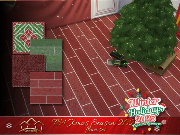 Mix TS4Xmas Season 2025 floor set by Emerald - The Sims 4 Custom Content