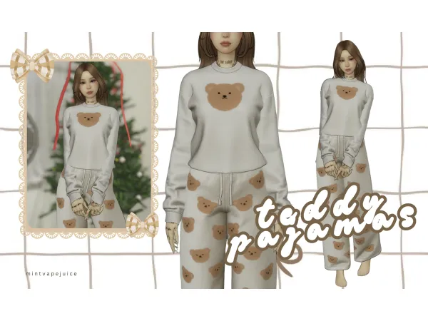 Maxis Match Teddy Bear Pajamas by MintVapeJuice - The Sims 4 Custom Content