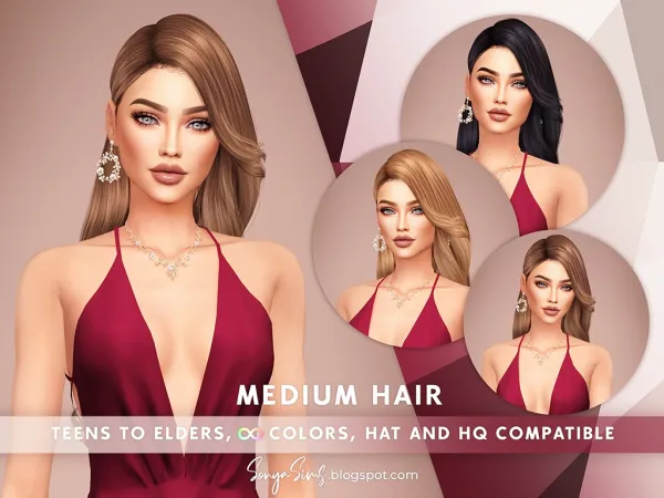Alpha Medium Hair [simsfinds] - The Sims 4 Custom Content
