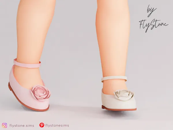 Mix Toddler Suede Multicolored Flats With A Rosebud On by FlyStone - The Sims 4 Custom Content