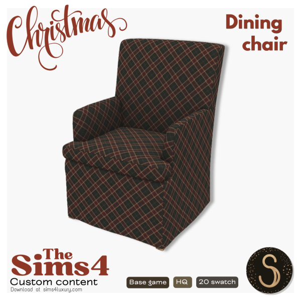 Mix Sims4Luxury Christmas Dining chair Recolor by simsfinds - The Sims 4 Custom Content