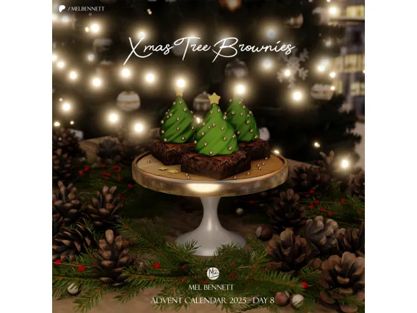 Mix Advent Calendar 2025 Day 8 Xmas Tree Brownies - The Sims 4 Custom Content