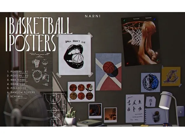 Mix [narni] Basketball posters - The Sims 4 Custom Content