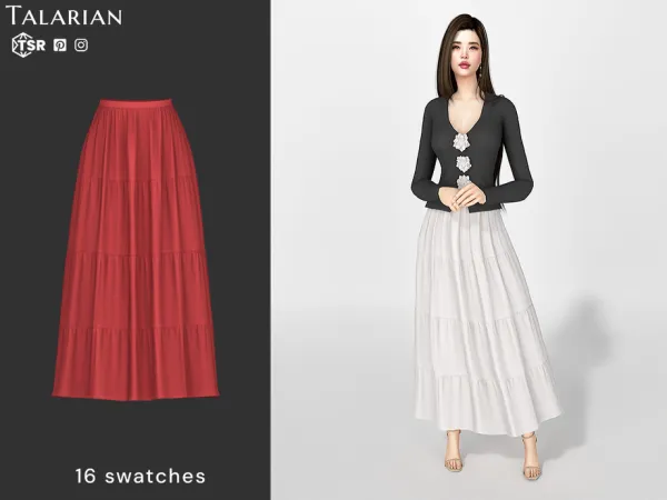 Mix Frankie Long Tiered Skirt by talarian - The Sims 4 Custom Content