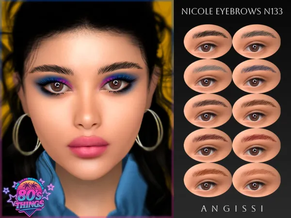 Alpha 80's Things Nicole Eyebrows N133 by ANGISSI - The Sims 4 Custom Content